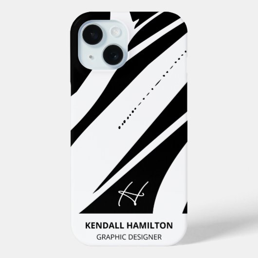 Zwart-wit Modern Monogram Stijlvol Abstract Case-Mate iPhone Case (Achterkant)