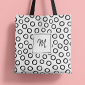 Zwart wit modern monogram tote bag