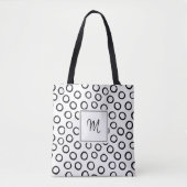 Zwart wit modern monogram tote bag (Voorkant)