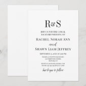 Zwart & Wit Modern Monogram Tuin Bruiloft Kaart (Voorkant / Achterkant)