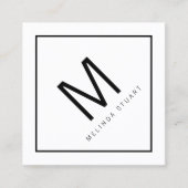 Zwart-wit modern monogram vierkante visitekaartje (Voorkant)