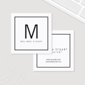 Zwart-wit modern monogram vierkante visitekaartje