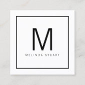 Zwart-wit modern monogram vierkante visitekaartje (Voorkant)