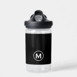 Zwart-wit modern monogram waterfles<br><div class="desc">Dit moderne waterflessenontwerp is voorzien van een rijke zwarte achtergrond,  met uw monogram initiaal in vetgedrukte witte tekst voor een simpele en stijlvolle,  maar professionele uitstraling.</div>