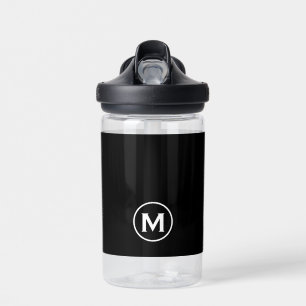 Zwart-wit modern monogram waterfles
