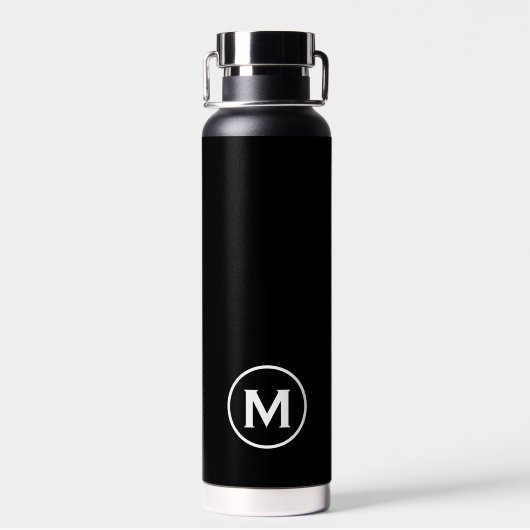 Zwart-wit modern monogram waterfles (Achterkant)