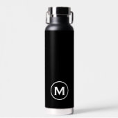 Zwart-wit modern monogram waterfles (Voorkant)