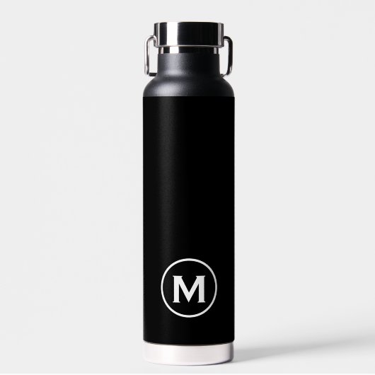 Zwart-wit modern monogram waterfles (Voorkant)