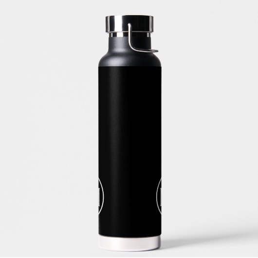 Zwart-wit modern monogram waterfles (Links)