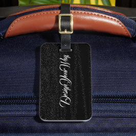 Zwart Wit Modern Monogrammed Gepersonaliseerd Bagagelabel