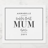 Zwart wit modern mum moederdag typografie sparkling wijnetiket (Enkel label)