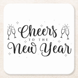 Zwart & Wit Modern New Years Party Paper Onderzett Kartonnen Onderzetters