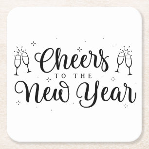 Zwart & Wit Modern New Years Party Paper Onderzett Kartonnen Onderzetters
