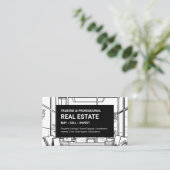 Zwart-wit modern onroerend goed visitekaartje (Staand voorkant)