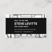 Zwart-wit modern onroerend goed visitekaartje (Achterkant)