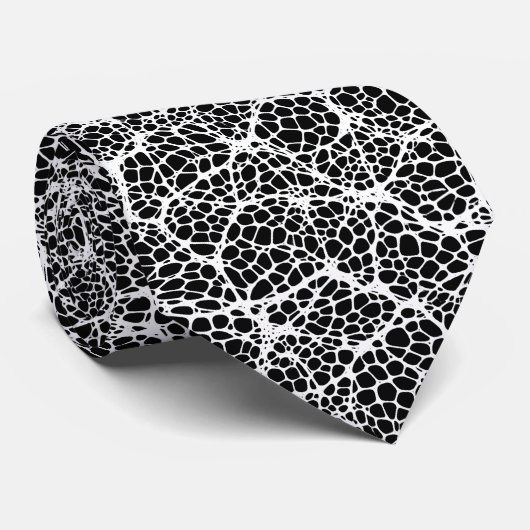 Zwart-wit Modern Organic Pattern Stropdas (Opgerold)