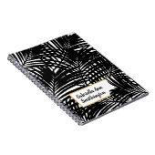 Zwart-wit, modern palm lederen patroon notitieboek (Rechterzijde)