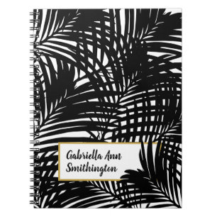 Zwart-wit, modern palm lederen patroon notitieboek