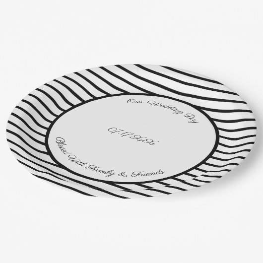 Zwart-wit modern papieren bordje (Gekanteld)