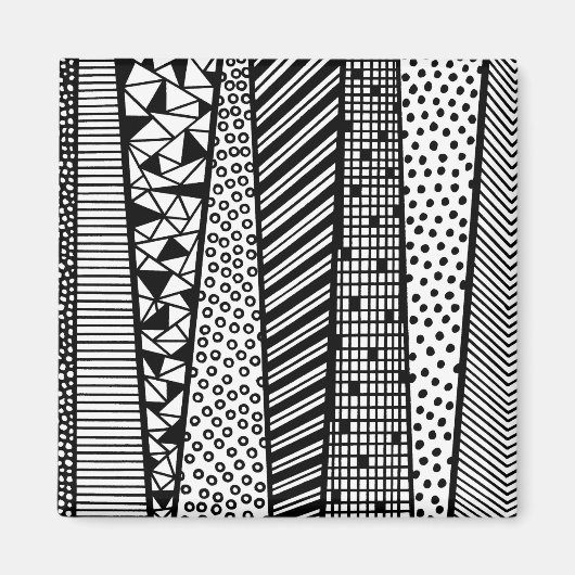 Zwart-wit - modern patroon magneet (Voorkant)