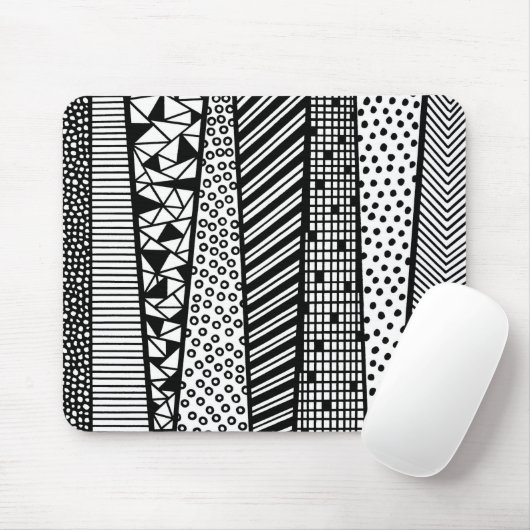 Zwart-wit - modern patroon muismat (Met muis)