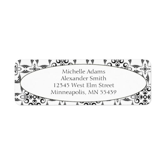 Zwart & Wit Modern Patroon Retouradres Labels (Voorkant)