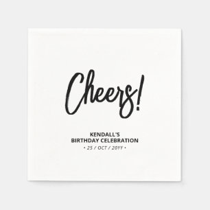Zwart & Wit   Modern penseellettertype Proost! Servet