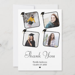 Zwart-wit Modern Photo Afstuderen Afstuderen Bedankkaart