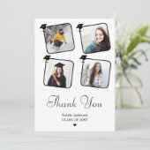 Zwart-wit Modern Photo Afstuderen Afstuderen Bedankkaart (Staand voorkant)