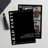Zwart-wit Modern Photo Collage Afstuderen Aankondiging