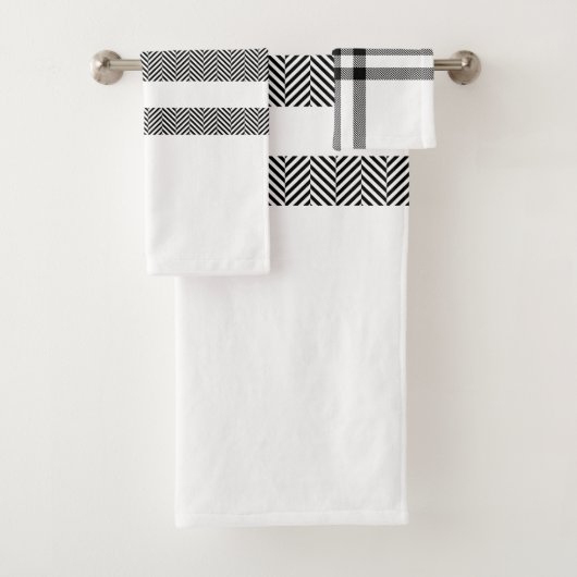 Zwart-wit Modern Plaid Bad Handdoek (Insitu)