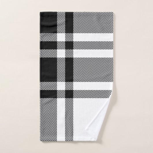 Zwart-wit Modern Plaid Bad Handdoek (Handdoek)