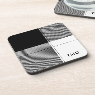 Zwart Wit Modern Plaid INITIALEN Preppy Chic Bier Onderzetter