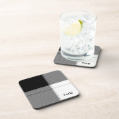 Zwart Wit Modern Plaid INITIALEN Preppy Chic Bier Onderzetter (Rechterzijde)