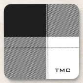 Zwart Wit Modern Plaid INITIALEN Preppy Chic Bier Onderzetter (Voorkant)