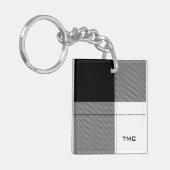 Zwart Wit Modern Plaid INITIALEN Preppy Chic Sleutelhanger (Voorkant Links)