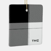 Zwart Wit Modern Plaid Monogram Initialen Chic Keramisch Ornament (Rechts)