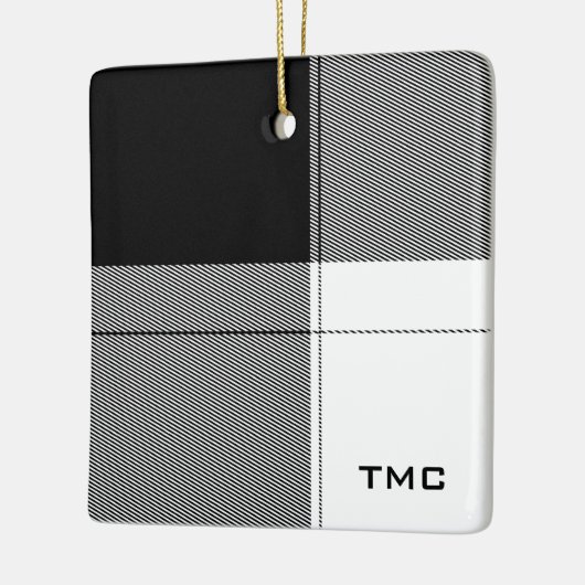 Zwart Wit Modern Plaid Monogram Initialen Chic Keramisch Ornament (Links)