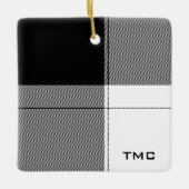 Zwart Wit Modern Plaid Monogram Initialen Chic Keramisch Ornament (Voorkant)