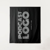 Zwart-wit modern podcastlogo wandkleed (Voorkant)