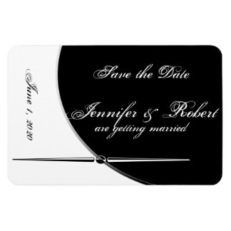 Zwart Wit Modern Posh Bruiloft Save the Date Magneet
