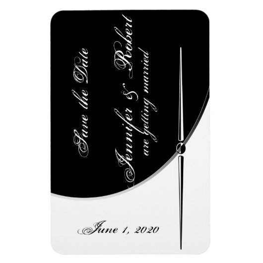 Zwart Wit Modern Posh Bruiloft Save the Date Magneet (Verticaal)