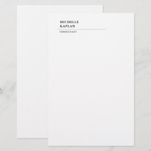 Zwart-wit Modern Professional Exclusief Briefpapier (Voorkant / Achterkant)