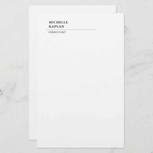 Zwart & Wit Modern Professioneel Exclusief Briefpapier (Voorkant / Achterkant)