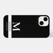 Zwart wit modern professioneel monogram iPhone hoesje (Achterkant horizontaal)