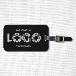 Zwart-wit Modern Rechthoekig Logo Bagagelabel