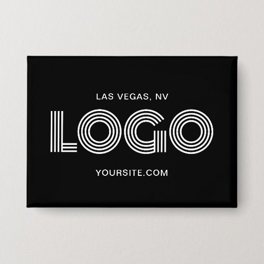 Zwart-wit Modern Rechthoekig Logo Button (Voorkant)