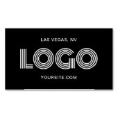 Zwart-wit Modern Rechthoekig Logo Magnetisch Visitekaartje (Voorkant)