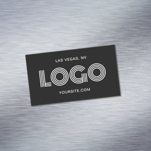 Zwart-wit Modern Rechthoekig Logo Magnetisch Visitekaartje (Voorbeeld)