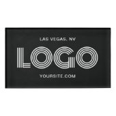 Zwart-wit Modern Rechthoekig Logo Naambadge (Voorkant)